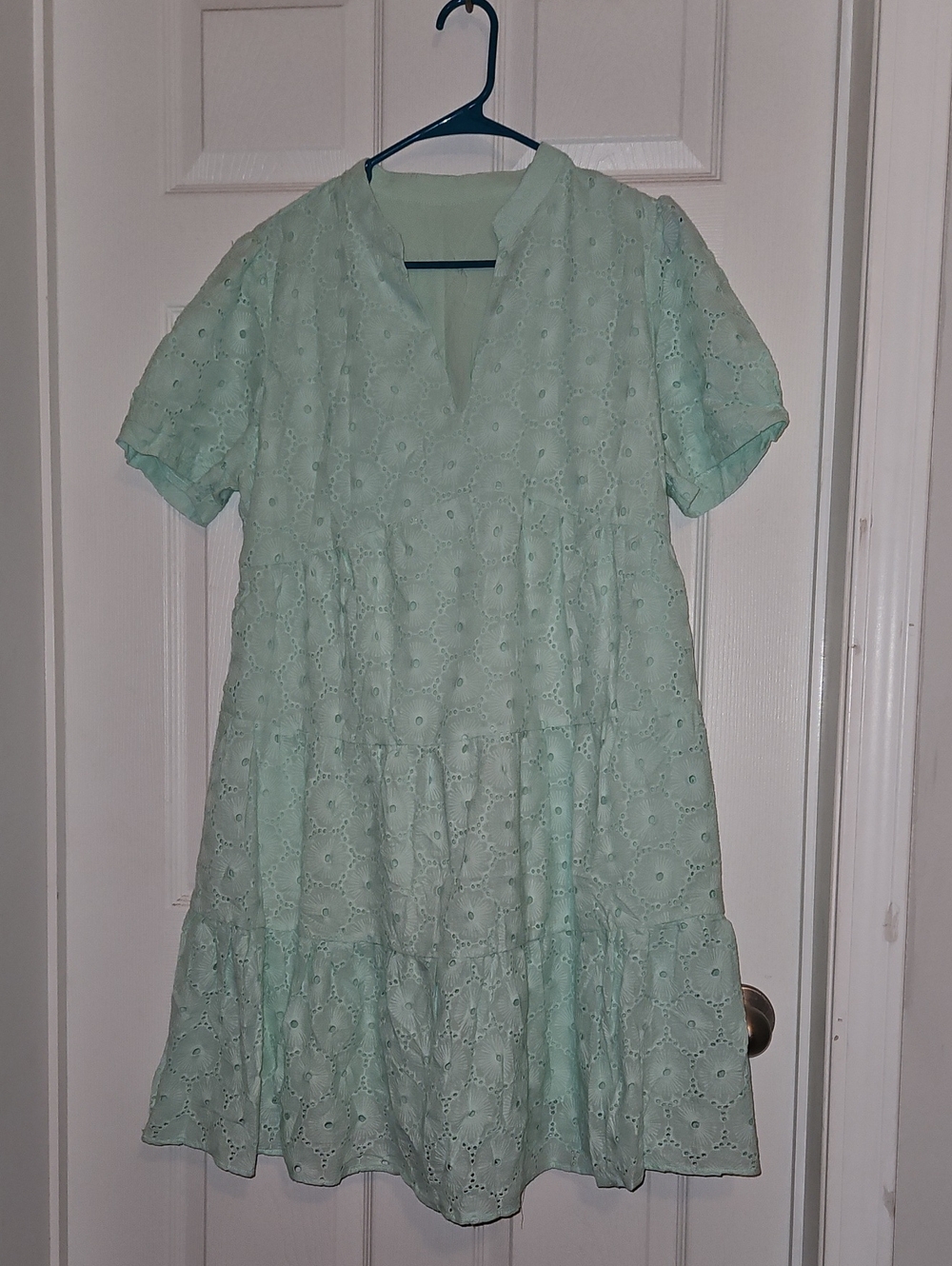 Mint Eyelet Babydoll Dress